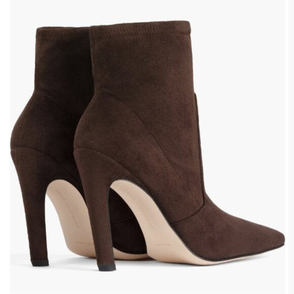 Good American Icon Bootie Suede Chocolate Brown Heeled Pointy NEW NIB - Picture 3 of 10